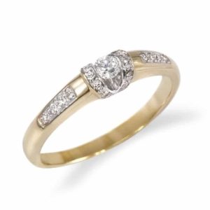 Pierścionek z żółtego złota z brylantami - 0,18 CT(192/05)