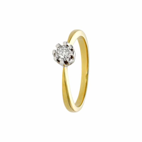 Pierścionek z żółtego złota z brylantem - 0,08ct(KR68402)