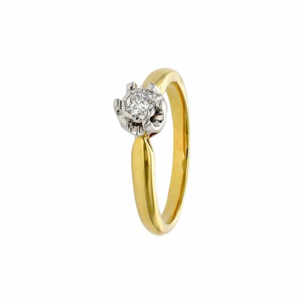 Pierścionek z żółtego złota z brylantem - 0,08ct(KR68102)