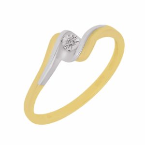 Pierścionek z żółto-białego złota z brylantem - 0,01ct(R1196X)