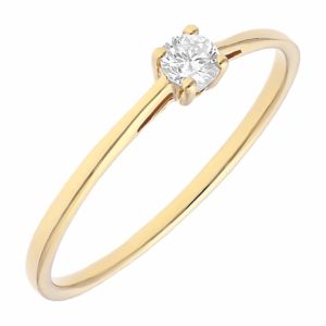 Pierścionek z żółtego złota z brylantem - 0,15ct(FR-1067715)