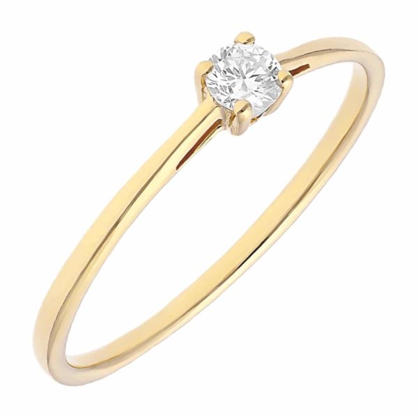 Pierścionek z żółtego złota z brylantem - 0,15ct(FR-1067715)