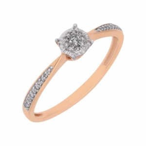 Pierścionek z różowego złota z brylantem - 0,10ct(FR-10220)