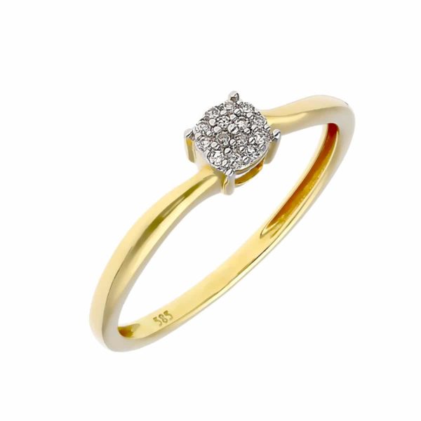 Pierścionek z żółtego złota z brylantami - 0,03ct(ZR-108236)