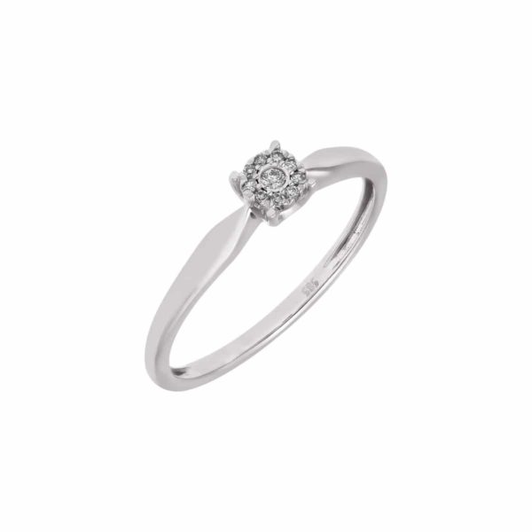 Pierścionek z białego złota z brylantami -0,04ct(FR-6109W)