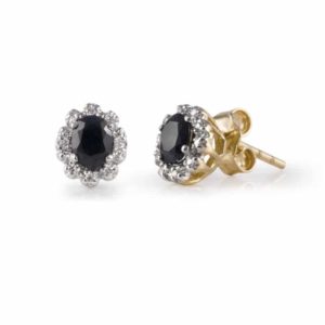 Kolczyki z żółtego złota brylantami i szafirami 0.30 ct H/Si- 204/05