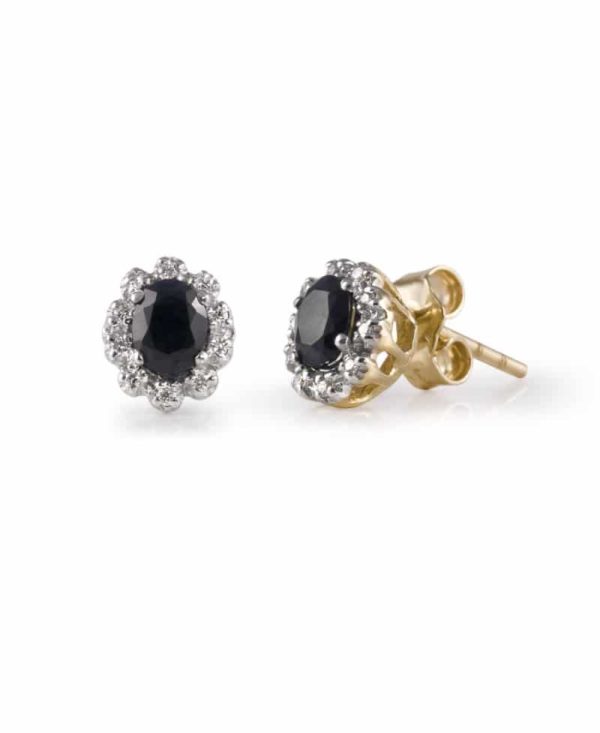 Kolczyki z żółtego złota brylantami i szafirami 0.06 ct H/Si- 519k