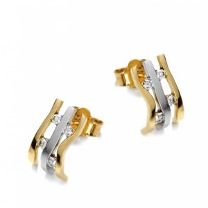 Kolczyki z brylantami z żółtego złota sztyfty 0.13 ct H/Si-51/k/03st