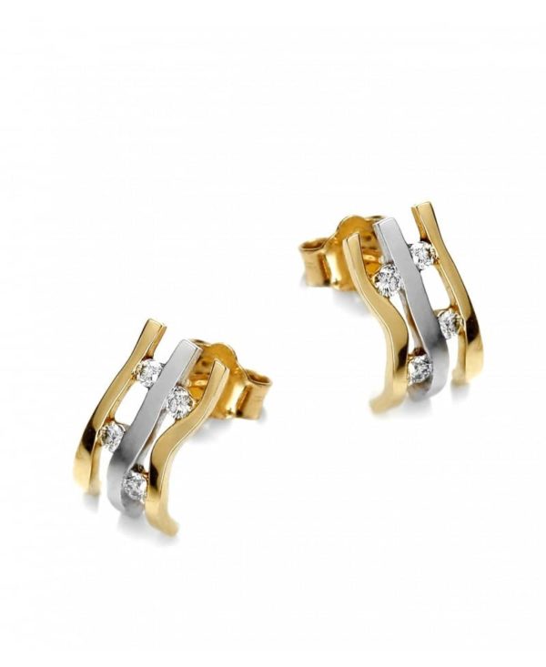 Kolczyki z brylantami z żółtego złota sztyfty 0.13 ct H/Si-51/k/03st