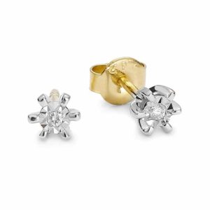 Kolczyki z żółtego i białego złota z brylantami 0,03 ct- T271/05K