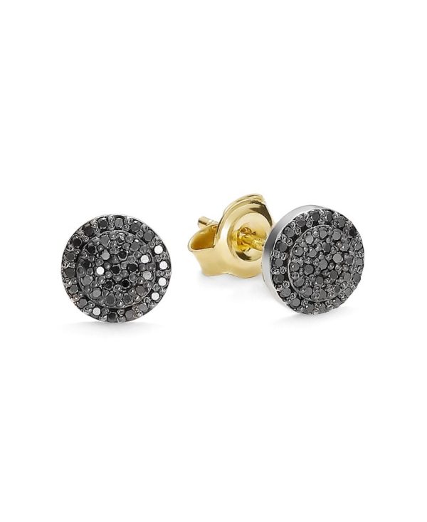 Kolczyki żółtego i białego złota z czarnymi brylantami 0.22 ct- 317/05/kbd