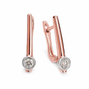 Kolczyki z brylantami na angielskim zapięciu z różowego złota 0.18 ct+274/05kang-cz