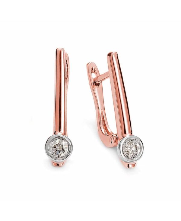 Kolczyki z brylantami na angielskim zapięciu z różowego złota 0.18 ct+274/05kang-cz