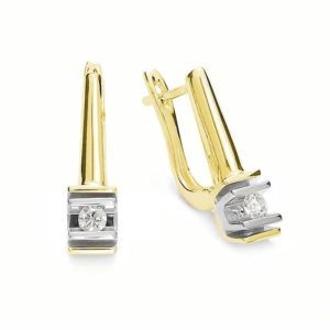 Kolczyki z brylantami na angielskim zapięciu z żółtego złota 0.12 ct-399/05kang