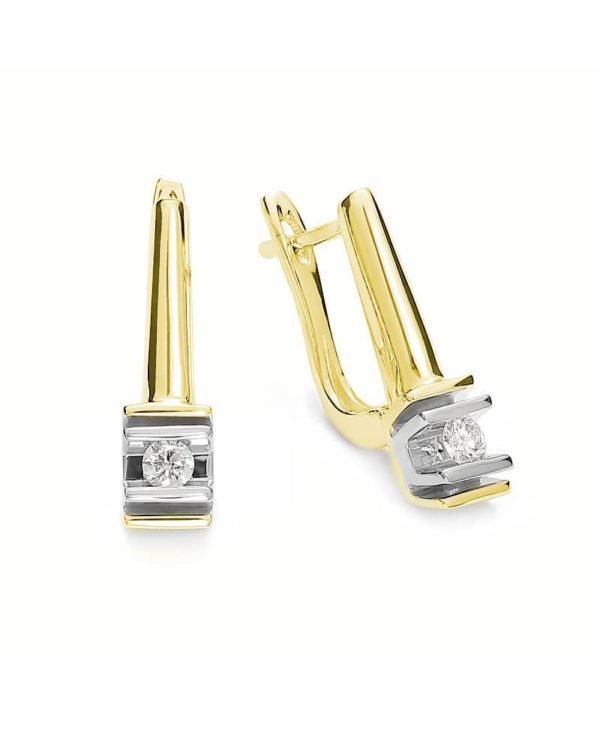 Kolczyki z brylantami na angielskim zapięciu z żółtego złota 0.12 ct-399/05kang