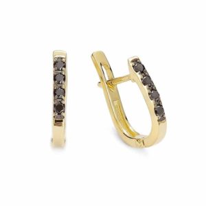 Kolczyki z czarnymi brylantami z żółtego złota 0.12 ct- 382/05kangbd