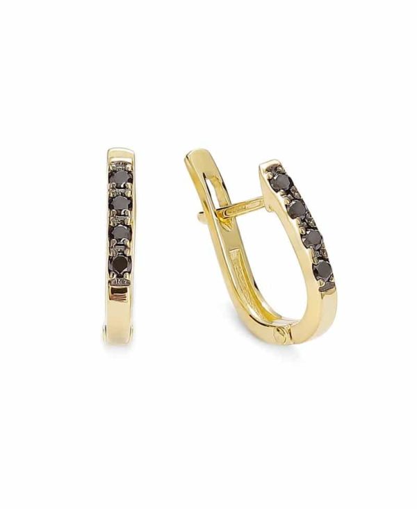 Kolczyki z czarnymi brylantami z żółtego złota 0.12 ct- 382/05kangbd