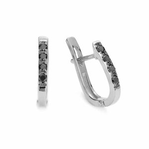 Kolczyki z czarnymi brylantami z białego złota 0.12 ct-382/05kangbd-w
