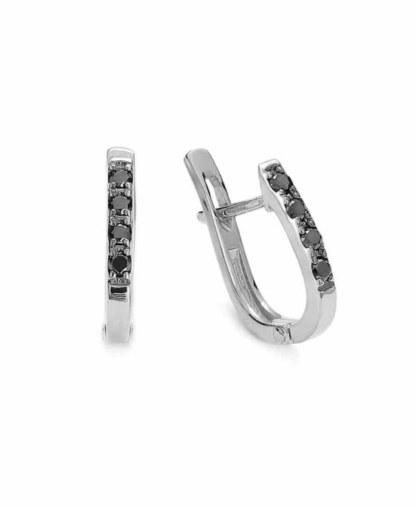 Kolczyki z czarnymi brylantami z białego złota 0.12 ct-382/05kangbd-w