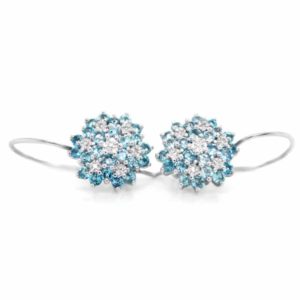 Kolczyki z białego złota z brylantami i topazami 0.07 ct-507/top-k-w