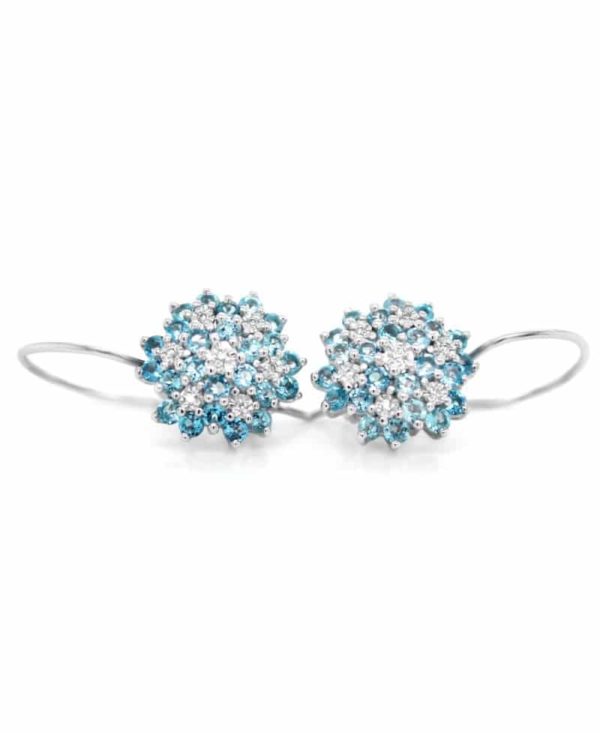Kolczyki z białego złota z brylantami i topazami 0.07 ct-507/top-k-w