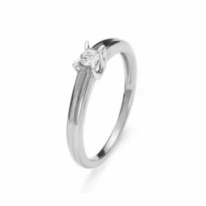 Pierścionek z białego złota z brylantem 0.15ct
