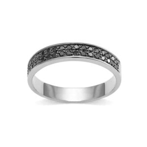 Pierścionek z białego złota z czarnymi brylantami 0,34 ct