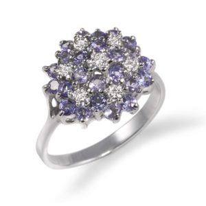 Pierścionek z brylantami i tanzanitem 0.035 ct