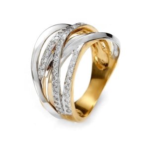 Pierścionek z żółtego złota z brylantami 0,50 ct
